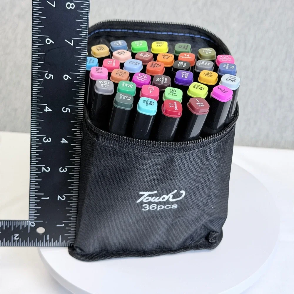 Touch 36 Piece Alcohol Marker Set with Zippered Carrying Case Dual Tip Art Pens